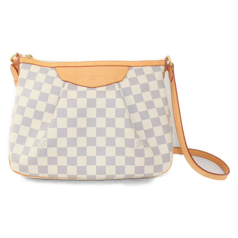 LOUIS VUITTON Siracusa Damier Azur White Gray Beige Canvas Shoulder Bag